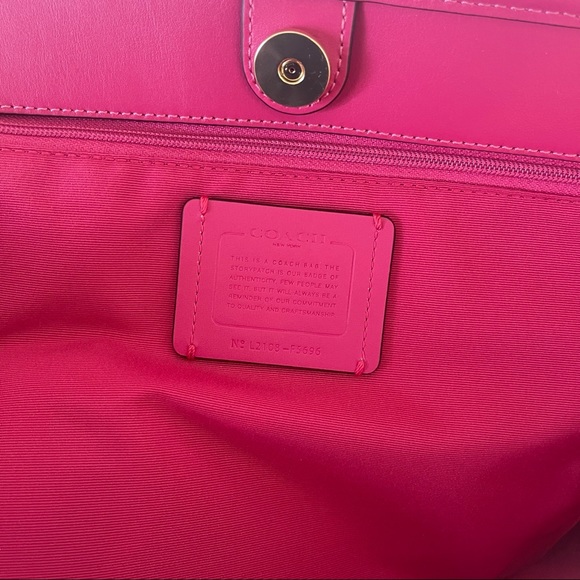 Coach City Tote In Signature Canvas Tan And Bold Pink New With Tag - Picture 4 of 11